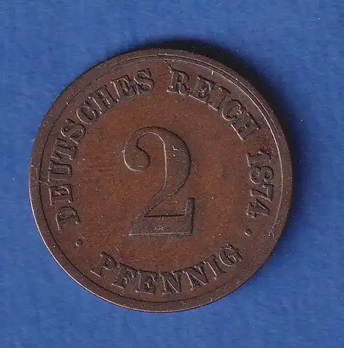 Deutsches Reich Kursmünze 2 Pfennig 1874 C ss