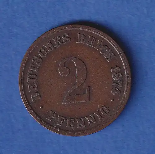 Deutsches Reich Kursmünze 2 Pfennig 1874 E ss