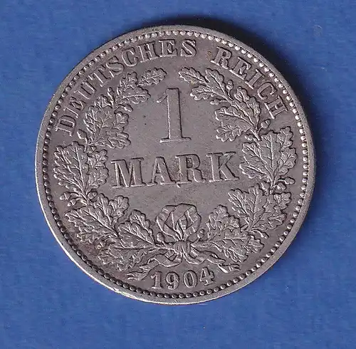 Deutsches Kaiserreich Silber-Kursmünze 1 Mark 1904 G vz
