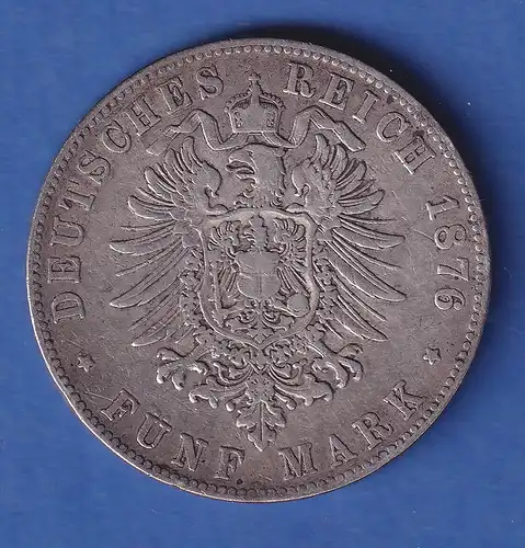 Dt. Kaiserreich - Baden Grossherzog Friedrich Silbermünze 5 Mark 1876 G