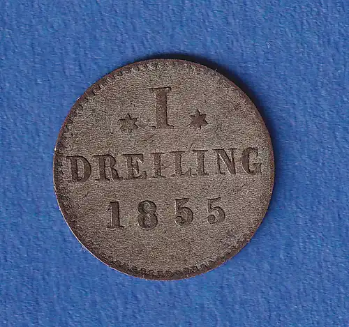 Hamburg Silber-Umlaufmünze 1 Dreiling 1855 ss-vz