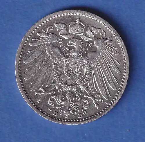 Deutsches Kaiserreich Silber-Kursmünze 1 Mark 1910 D vz