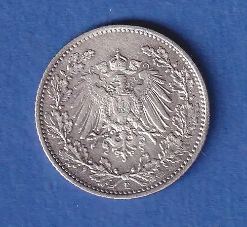 Deutsches Kaiserreich Silber-Kursmünze 1/2 Mark 1909 E stg