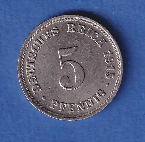 Deutsches Kaiserreich Kursmünze 5 Pfennig 1915 D vz