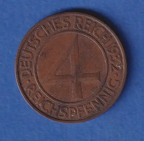 Deutsches Reich Kursmünze 4 Reichspfennig 1932 F ss-vz