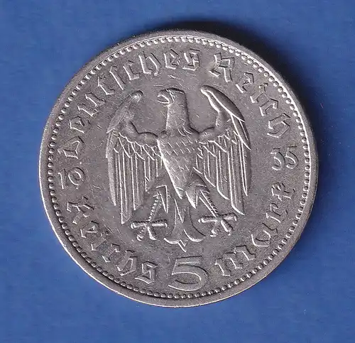 Deutsches Reich Silbermünze - 5 Reichsmark Hindenburg 1935 A