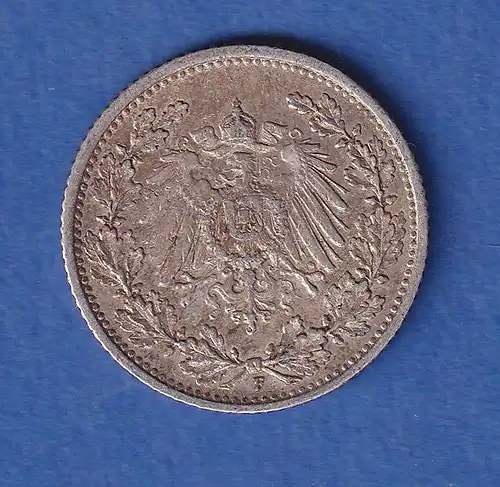 Deutsches Kaiserreich Silber-Kursmünze 1/2 Mark 1906 F vz