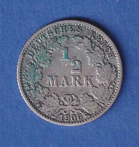 Deutsches Kaiserreich Silber-Kursmünze 1/2 Mark 1906 J ss-vz