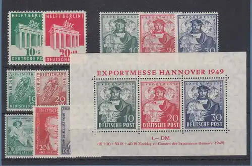 Bizone Sondermarken-Ausgaben Mi.-Nr. 101-110 inkl. Block kpl. postfrisch ** 