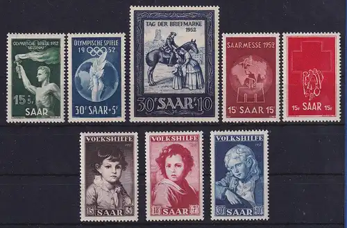 Saarland 1952 Sondermarken Jahrgang kpl. Mi.-Nr. 314-318, 338-340 postfrisch ** 