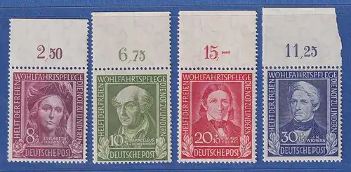 Bundesrepublik 1949 Helfer der Menschheit Mi.-Nr. 117-120 Oberrandstücke **