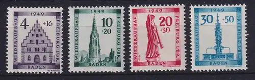 Französische Zone Baden 1949 Wiederaufbau von Freiburg/Br. Mi.-Nr.38-41 A **