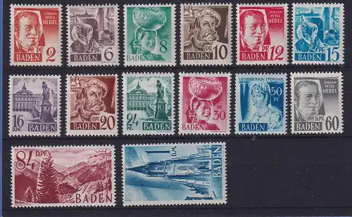 Französische Zone Baden 1948 Persönlichkeiten und Ansichten Mi.-Nr.14-27 **