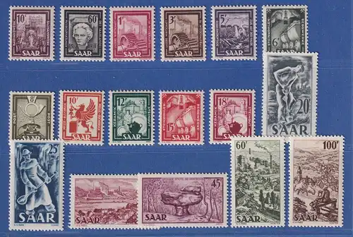 Saarland 1949 Freimarken Satz "Saar IV" Mi.-Nr. 272-288 postfrisch **