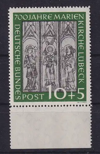 Bundesrepublik 1951 Marienkirche Lübeck Mi.-Nr. 139 Unterrandstück postfrisch **