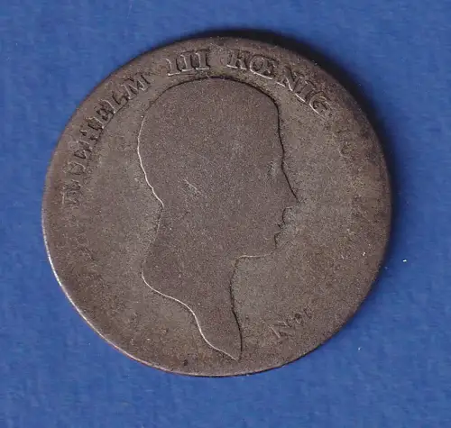 Preußen Silber-Kursmünze 1/6 Reichstaler König Friedrich Wilhelm III. 1812 A