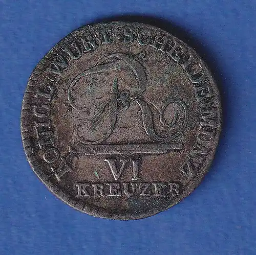 Württemberg Silber-Umlaufmünze 6 Kreuzer König Friedrich I. 1807