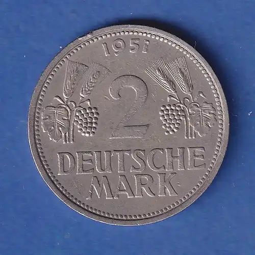 Bundesrepublik Kursmünze 2 DM 1951 F
