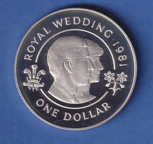 Bermudas 1981 Hochzeit von Prinz Charles und Lady Diana 25 Pence Ag925