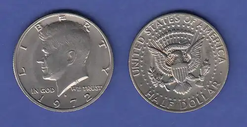USA Kennedy 1/2 Dollar, Kupfer-Nickel-Ausführung Jahrgang 1972