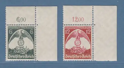 Dt. Reich 1935 Reichsparteitag Mi.-Nr. 586-587 Eckrandstücke OR **