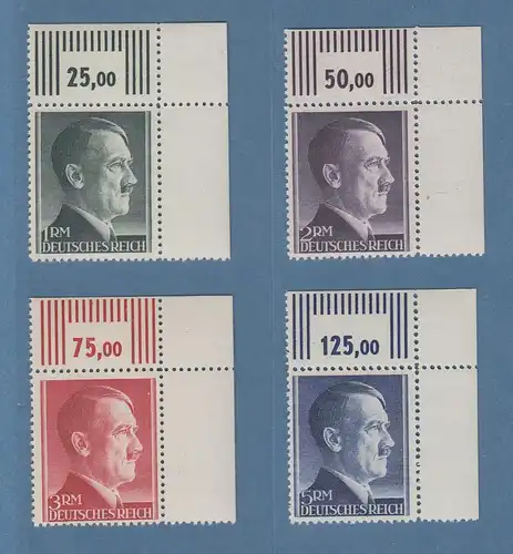Dt. Reich 1942 Hitler-Markwerte A-Zähnung Mi.-Nr. 799-802A Eckrandstücke OR **