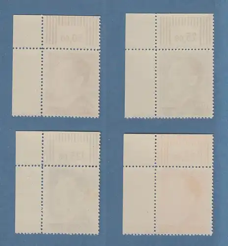 Dt. Reich 1942 Hitler-Markwerte A-Zähnung Mi.-Nr. 799-802A Eckrandstücke OR **