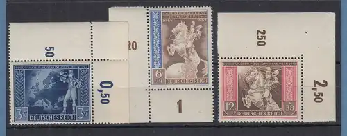 Dt. Reich 1942 Postkongress Wien Mi.-Nr. 820-22 kpl. Satz Eckrandstücke **