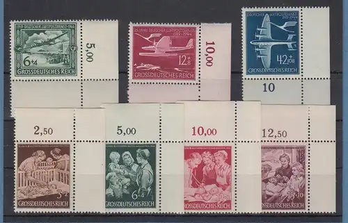 Dt. Reich 1944 Lot 2 Sondermarken-Sätze (866-68, 869-72) 7 Eckrandstücke **