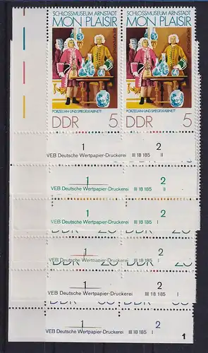 DDR 1974 Mon Plaisir Mi-Nr. 1975-80 Eckrandpaare mit Druckvermerk DV **