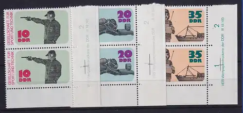 DDR 1977 GST Mi.-Nr. 2220-2222 Eckrandpaare mit Druckvermerk DV **