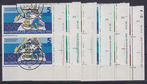 DDR 1975 Olympiade Innsbruck Mi-Nr 2099-2104 Eckrandpaare m. Druckvermerk DV G-O