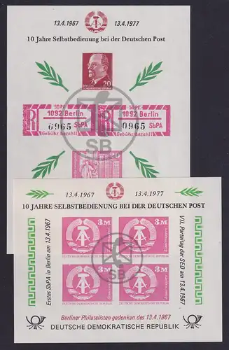 DDR 1967-1977 10 Jahre Selbstbedienungs-Postämter Set 2 Vignetten-Blocks 