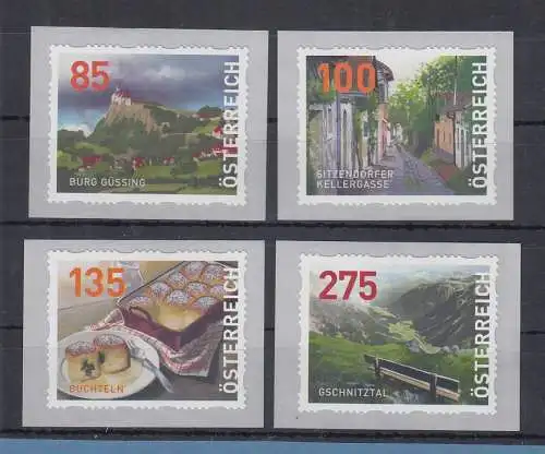 Österreich 2022 Dispenser-Marken 2. Ausgabe Heimat Satz 4 Werte neue Motive **