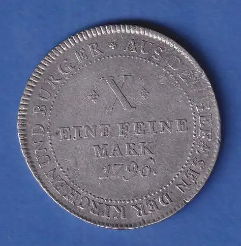 Frankfurt Silbermünze 1 Taler Aus den Gefäßen der Kirchen und Bürger 1796