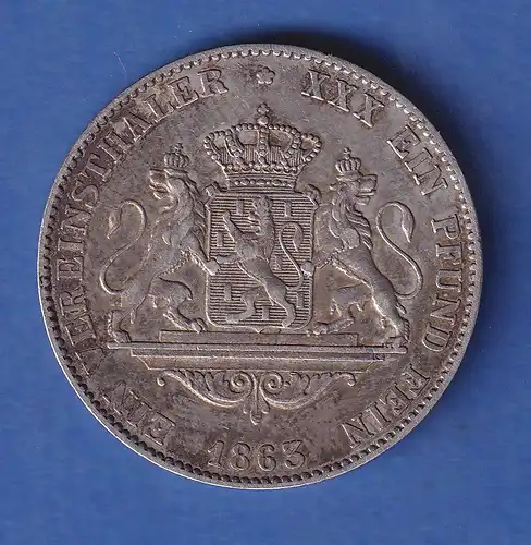 Nassau Silbermünze 1 Vereinstaler Herzog Adolph 1863