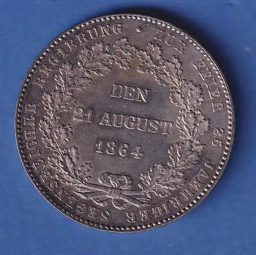 Nassau Silbermünze 1 Taler Regierungsjubiläum Herzog Adolph 1864 vz