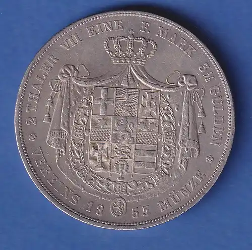 Hessen-Kassel Silbermünze 2 Taler Kurfürst Friedrich Wilhelm I. 1855 ss-vz