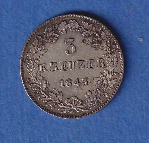 Frankfurt Silbermünze 3 Kreuzer 1843