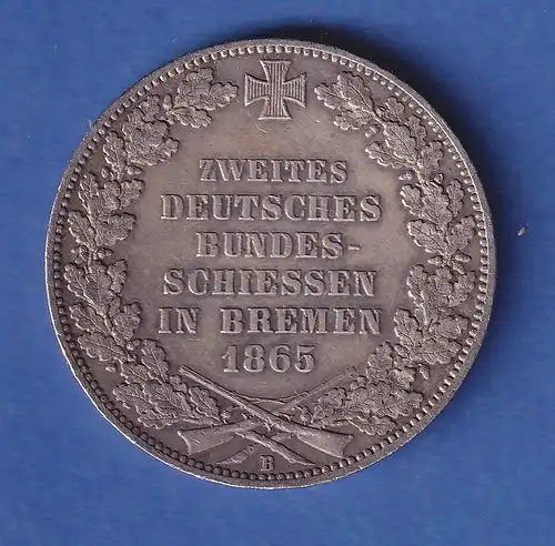 Bremen Silbermünze 1 Taler 2. Deutsches Bundesschießen 1865 vz