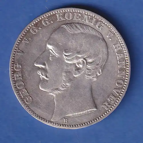 Hannover Silbermünze 1 Taler König Georg V. Den Siegern von Waterloo 1865 vz