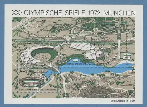 Bund 1972 Blockausgabe Olympia München Mi.-Nr. Block 7 schön gestempelt WETZLAR