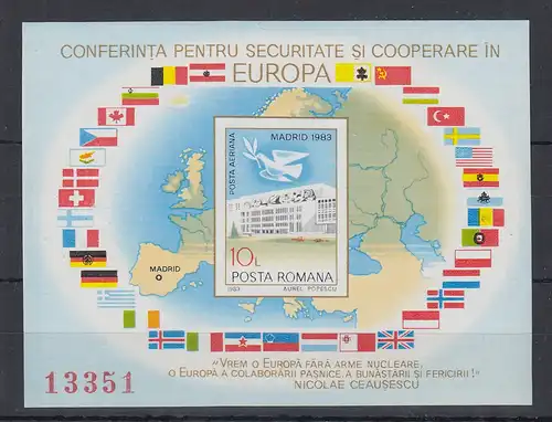 Rumänien 1983 Sicherheits-Konferenz KSZE Mi-Nr. Block 196 ** # 13351