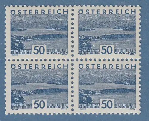 Österreich 1932 Freimarke 50g. Wörthersee Mi.-Nr. 541 Viererblock ** 