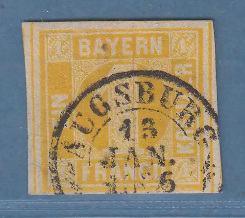 Bayern 1 Kreuzer gelb Mi.-Nr. 8 hübsch gestempelt AUGSBURG