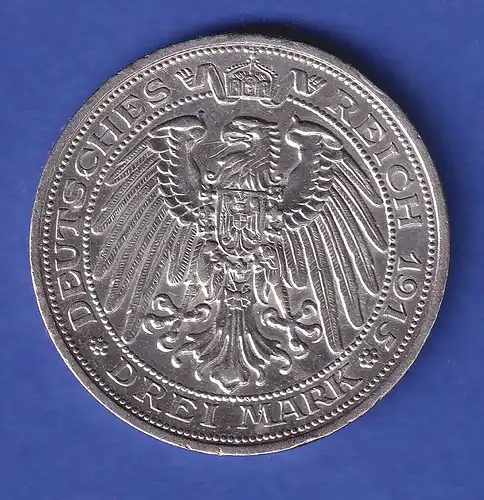 Preußen Silbermünze 3 Mark St. Georg - Mansfelder Bergbau 1913 A  vz-stg