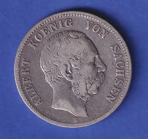 Sachsen Silbermünze 2 Mark König Albert 1876 E 