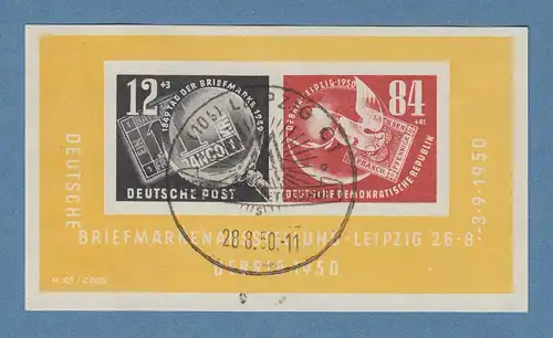 DDR 1950 DEBRIA-Blockausgabe Mi.-Nr. Block 7 mit Messe-Sonder-O LEIPZIG C 1 