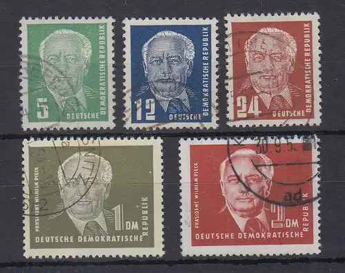 DDR 1952-53 Freimarken Wilhelm Pieck Wz. 2 Mi.-Nr. 322-26 Satz kpl. gest. 