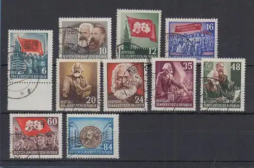 DDR 1953 70.Todestag von Karl Marx  Mi.-Nr. 344-53  Satz 10 Werte kpl. gest. 